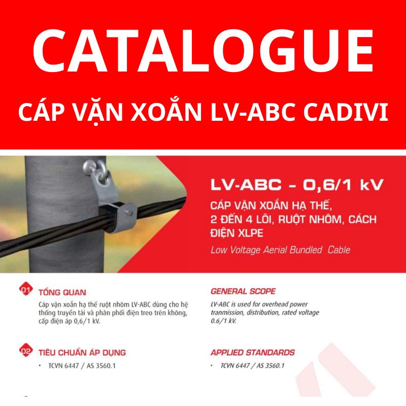 Catalogue cáp nhôm vặn xoắn LV-ABC CADIVI bảng PDF