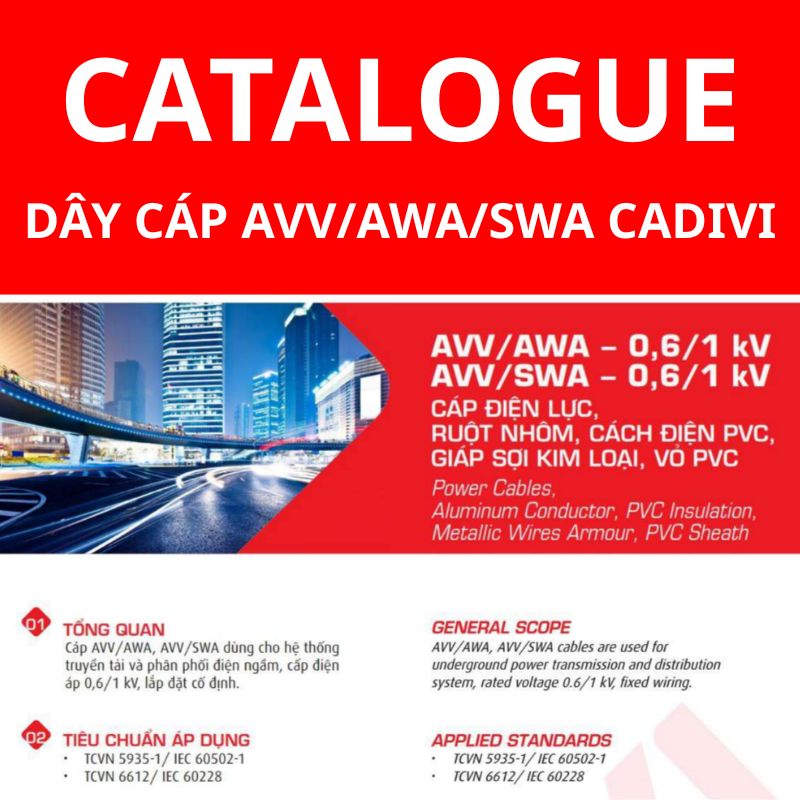 Catalogue dây cáp điện AVV/AWA CADIVI, AVV/SWA CADIVI