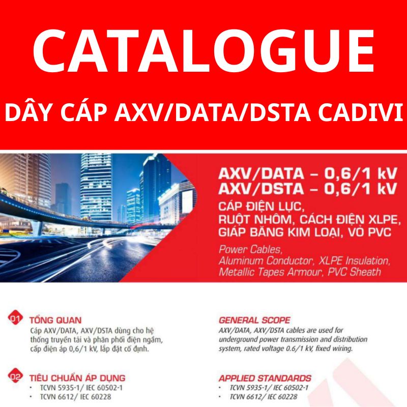 Catalogue dây cáp điện AXV/DATA CADIVI, AXV/DSTA CADIVI