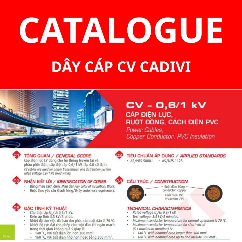 Catalogue dây cáp điện CV CADIVI