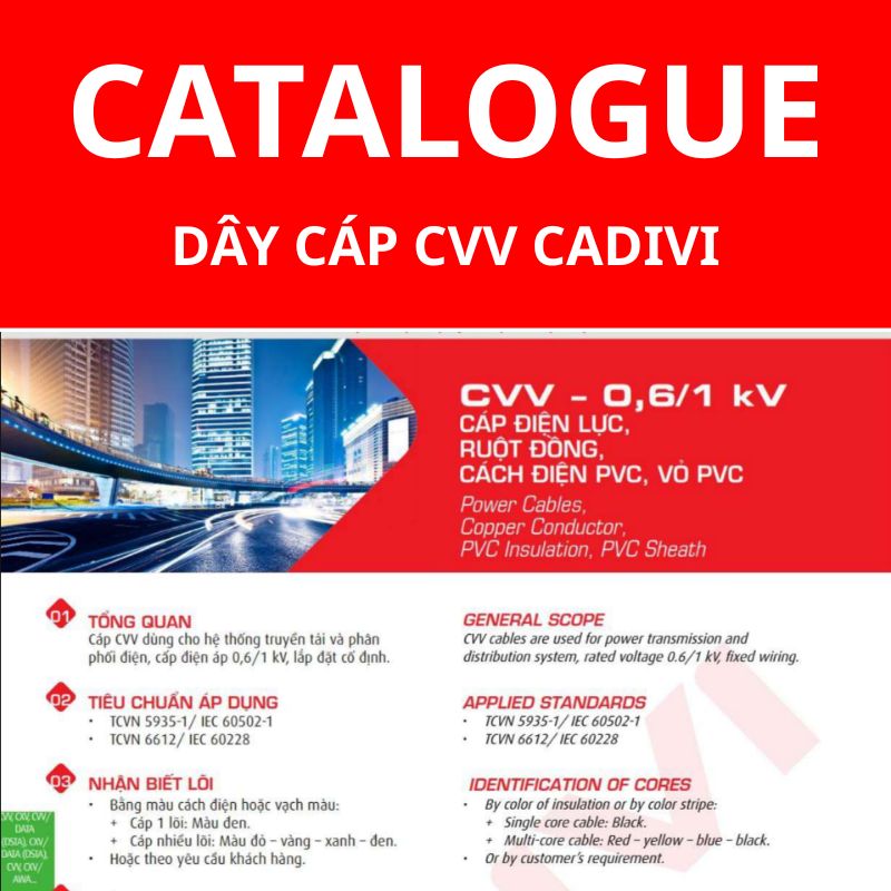 Catalogue dây cáp điện CVV CADIVI