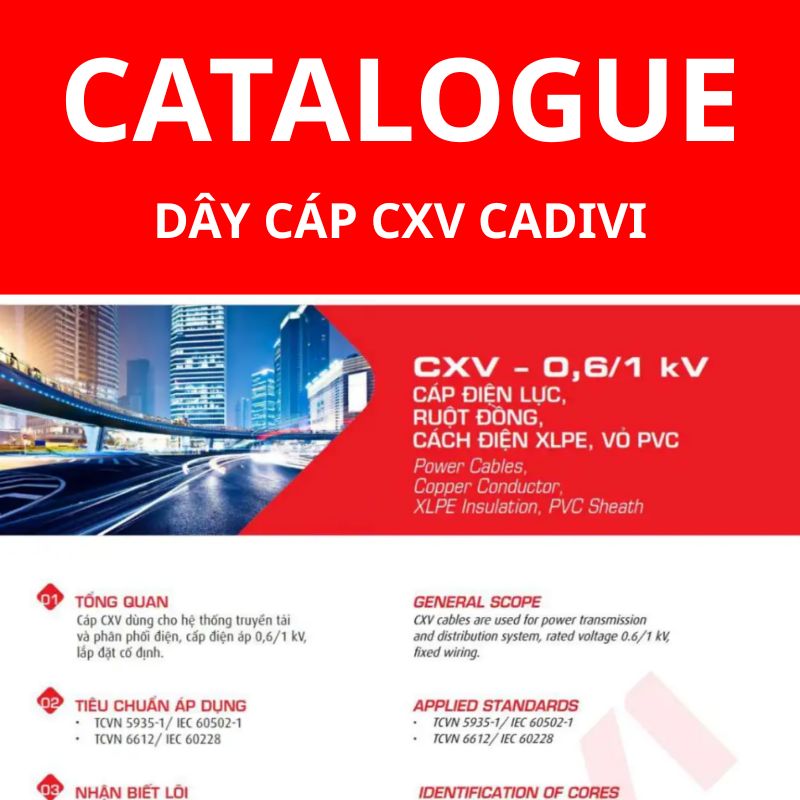 Catalogue dây cáp điện CXV CADIVI