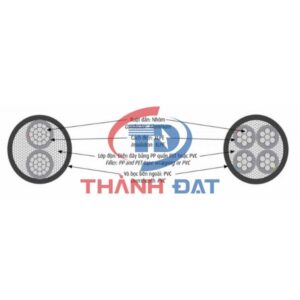 Cấu tạo dây cáp điện AXV CADIVI hạ thế 0,6/1KV, ruột nhôm, cách điện XLPE, vỏ PVC, 1 lõi, 2 lõi, 3 lõi, 4 lõi, 3 pha 1 trung tính