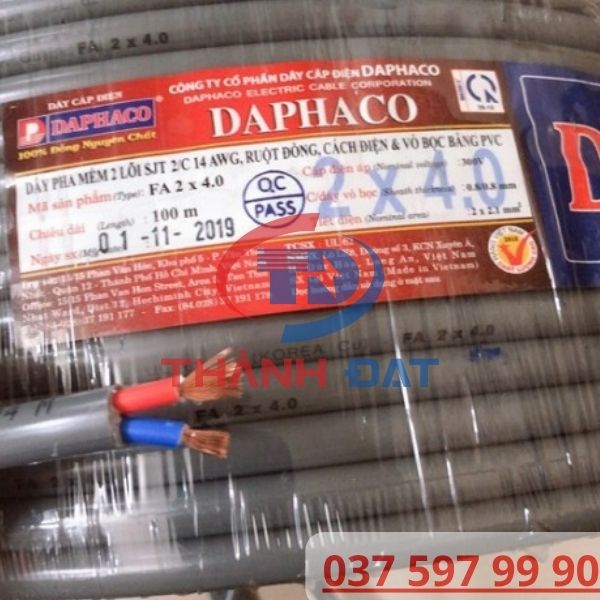 Thông tin tem nhãn sản phẩm dây cáp điện DAPHACO
